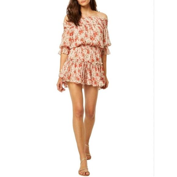 Misa Darla Poppy Floral Mini Dress Large Red Ruffle Romantic Feminine Coquette - Picture 14 of 16